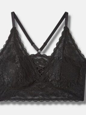 TORRID Lightly Lined XO Lace Bralette in Black Size Goth Whimsigoth Size 1X